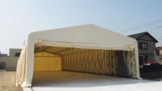 伸縮式テント倉庫（ジャバラテント）を施工