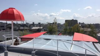 ドーム型庇テントを屋上に施工