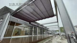 開閉式テントを病院に施工