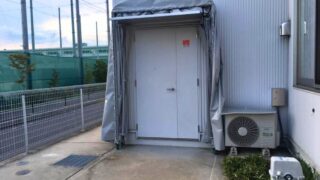 キャスター式ジャバラテントを施工