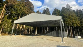 荷捌きテント倉庫をトラックヤードに施工