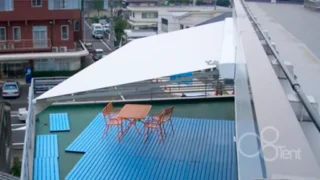 電動オーニングをマンション・ルーフバルコニーに施工