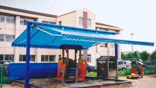 猛暑から園児を守る！幼稚園砂場への開閉式ダブルオーニング施工事例